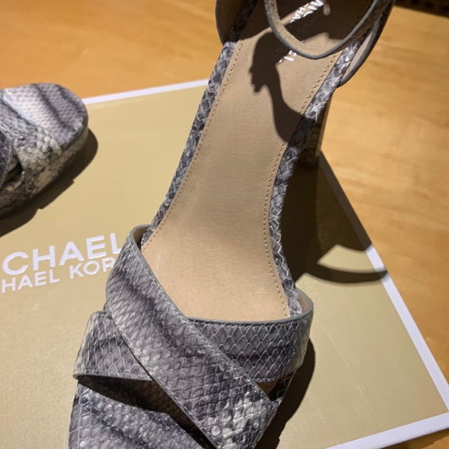 Michael Kors sandals new, grey, 12 cm stable heel, croco pattern