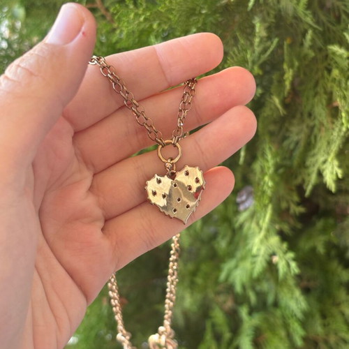 Folli Follie heart necklace with double chain in rose gold, like new