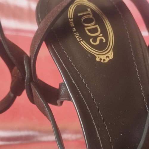 Tod's women's sandals new, brown suede and leather, size 38