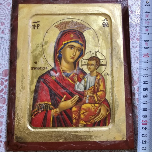 Byzantine icon of Panagia Prousiotissa with gold leaf, new