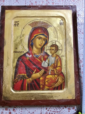 Byzantine icon of Panagia Prousiotissa with gold leaf, new