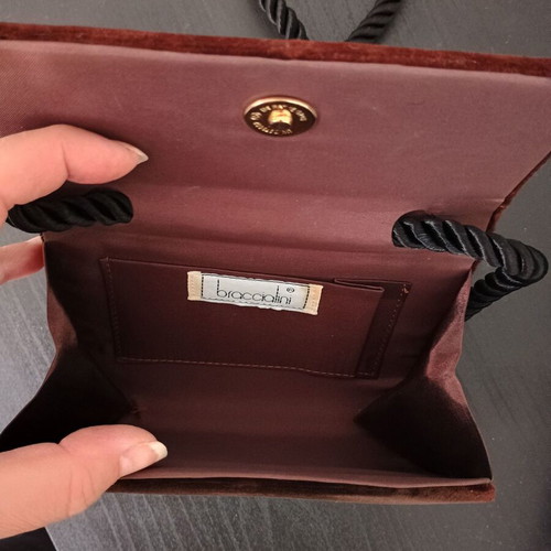 Small brown crossbody bag with gold metallic leaves used
