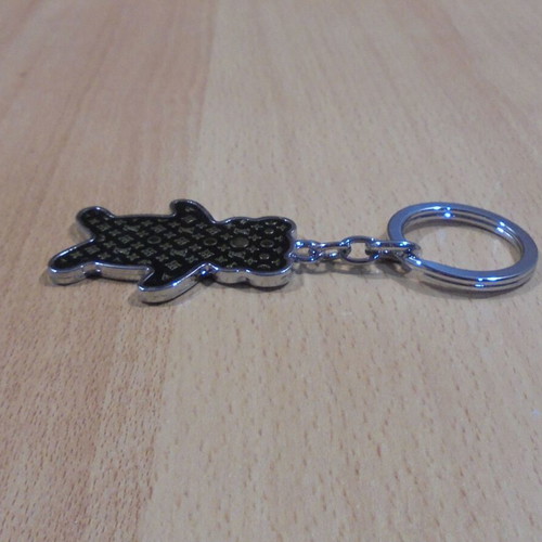 Women's metal keychain with teddy bear like new, black and silver