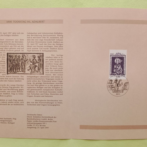 German 1997 stamp with Bonn first day cover