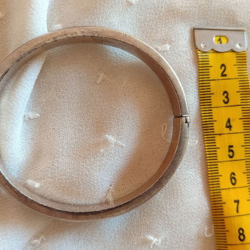 Silver 925 bangle bracelet with hinge mechanism