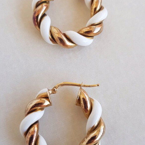 Silver 925 hoop earrings used with enamel, gold plated