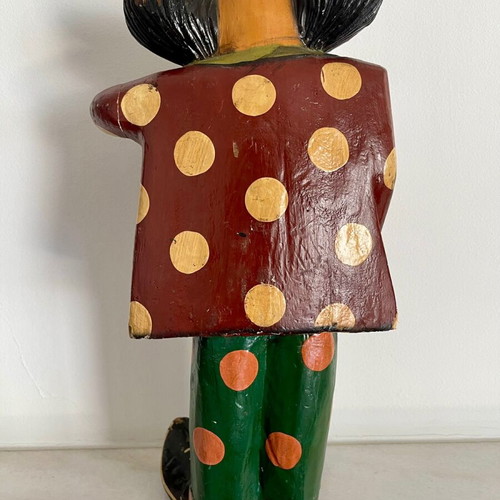 Vintage wooden clown handmade used from 1960s