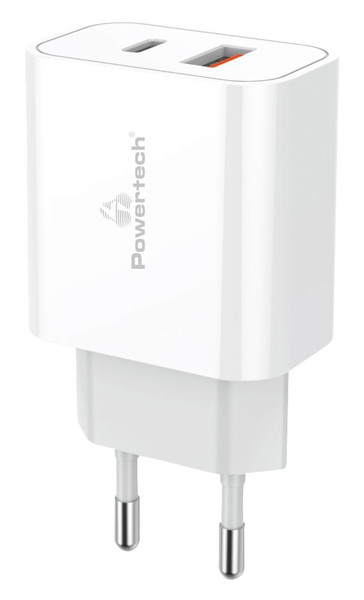 Powertech Φορτιστής Χωρίς Καλώδιο με Θύρα USB-A και Θύρα USB-C 20W (PT-977)