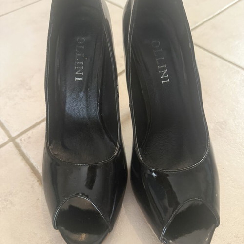 Rollini black peep toe pumps used, platform size 38