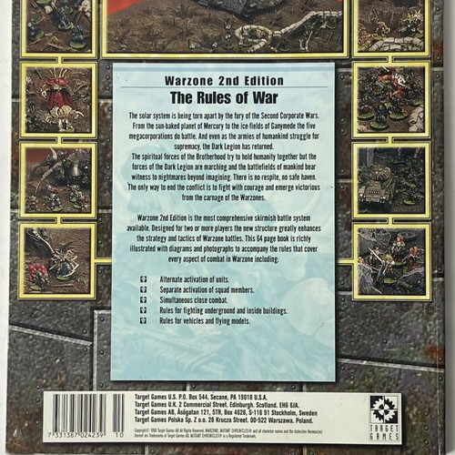 Warzone 2nd Edition The Rules of War rulebook used, 64 pages