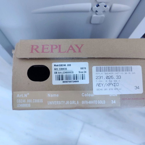 Replay sneakers size 34 like new, white with gold details