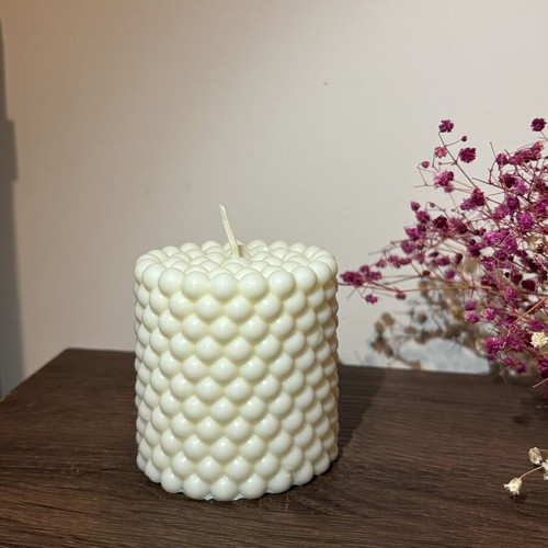 Bubble Candle white handmade aromatic soy wax 180g Boho decor