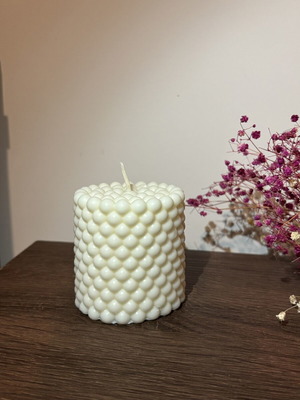 Bubble Candle white handmade aromatic soy wax 180g Boho decor