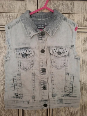 Orchestra sleeveless denim vest gray like new, size 140 cm