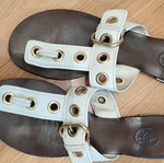 Ash Vintage Leather Slides size 39 like new, white and brown