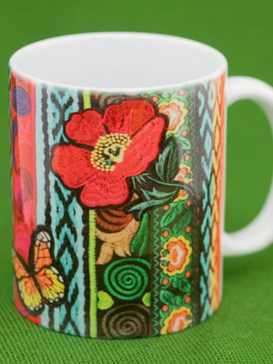 Ceramic mug Secret Garden new with boho motifs