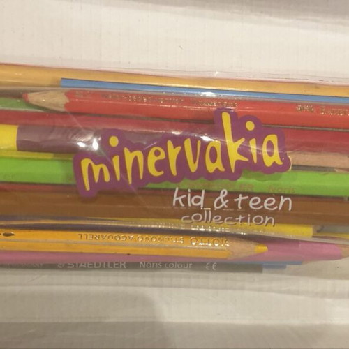 Two transparent pencil cases with pencils, rulers and markers like new