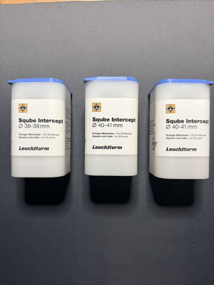 Θήκες νομισμάτων Leuchtturm Sqube Intercept 38-39 & 40-41 mm, πακέτο 3