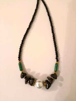 Necklace 4389 new, handmade, black and green
