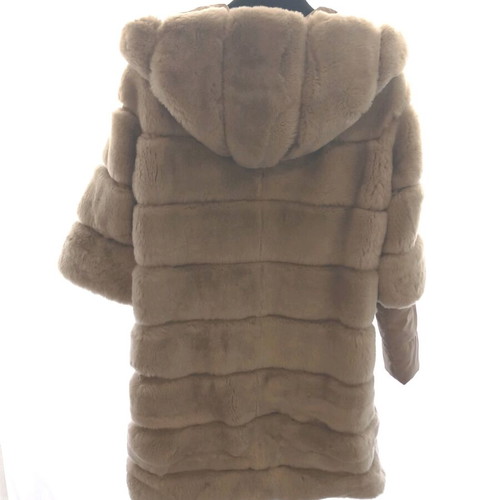 Arma leather rabbit fur coat like new, grey-beige, size S