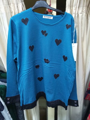 Shirt with hearts new, blue, sizes M/L, XL/XXL