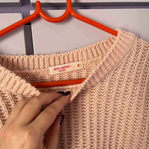 Pink Woman knitted sweater like new, light pink, size S