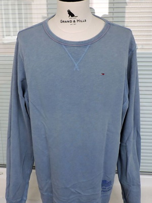 Tommy Hilfiger Denim Mens Light Blue Cotton Crew Long Sleeve Sweatshirt Size XXL Like New