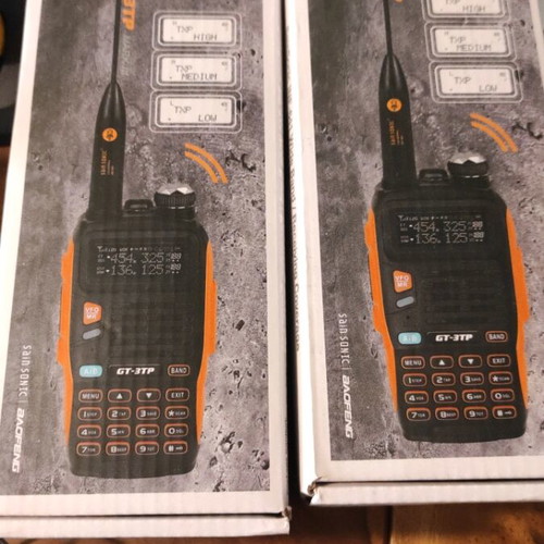 Baofeng GT-3TP Mark III two-way radios used with chargers and hands free