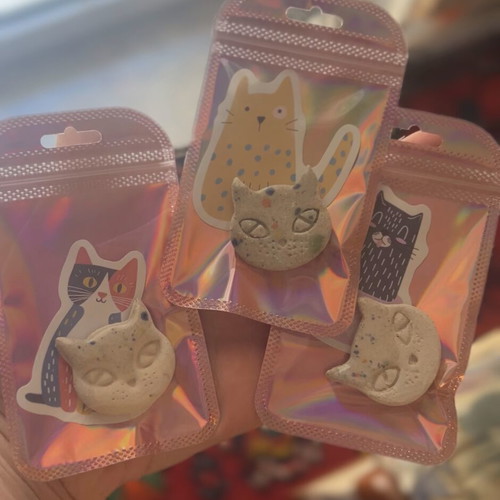 Ceramic cat magnets set of 3, new