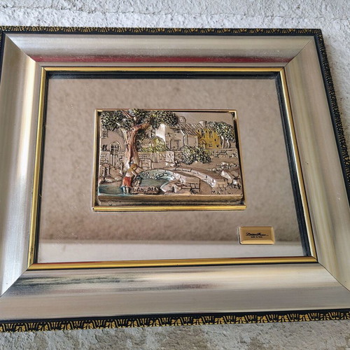 Silver 925 Creazioni Artistiche embossed vintage framed artwork like new