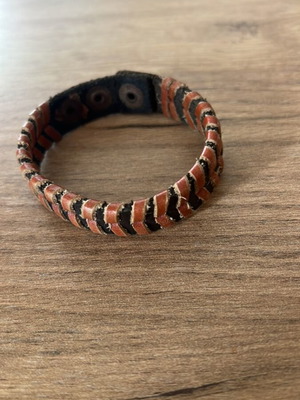 Leather bracelet used, brown boho ethnic style