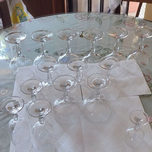 Vintage crystal stemmed glasses set of 15