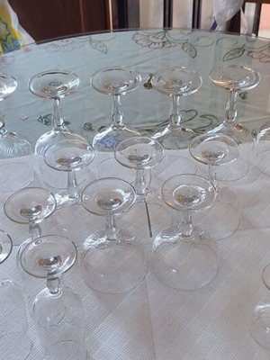 Vintage crystal stemmed glasses set of 15