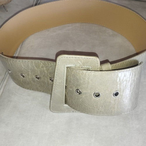 Wide waist belt like new, ice grey with large buckle