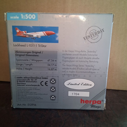 Herpa Miniatures Lockheed L-1011-1 TriStar Faucett Peru New