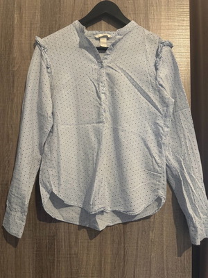 Blue polka dot shirt with Mao collar size S used H&M