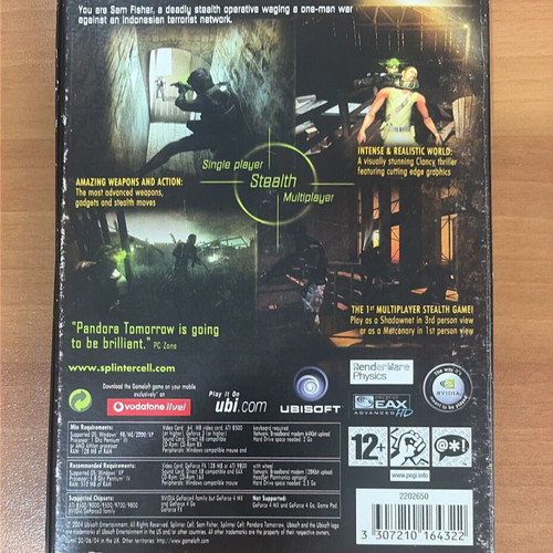 Tom Clancy's Splinter Cell Pandora Tomorrow PC CD-ROM slipcase edition like new