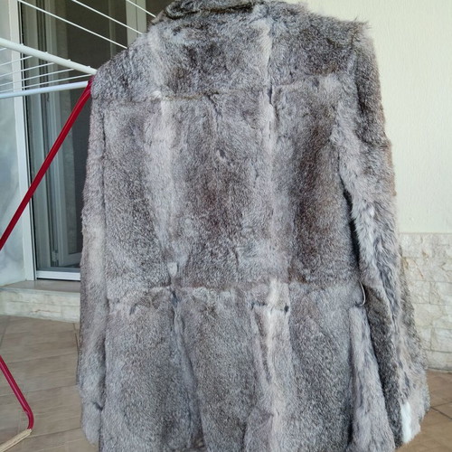 Women's natural rabbit fur used, medium size, gray shades
