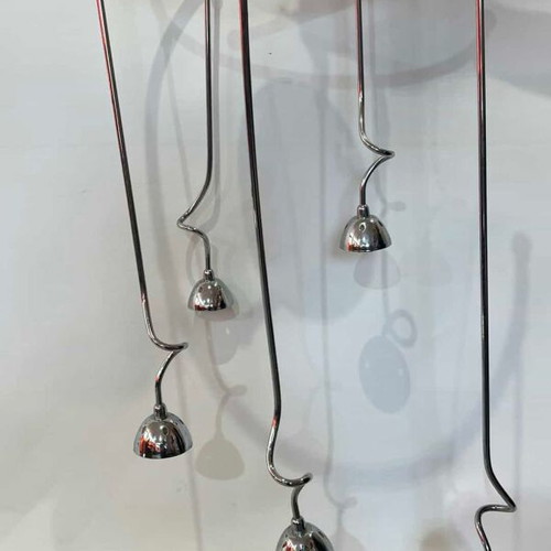Metal ceiling light with small spotlights used, 74x34 cm
