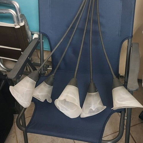 Solid iron ceiling light with 5 lamps vintage like new