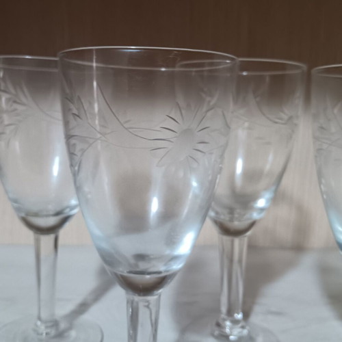Set of 5 crystal liqueur and drink glasses used