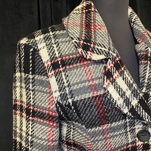 Women's checked coat used, size S, gray