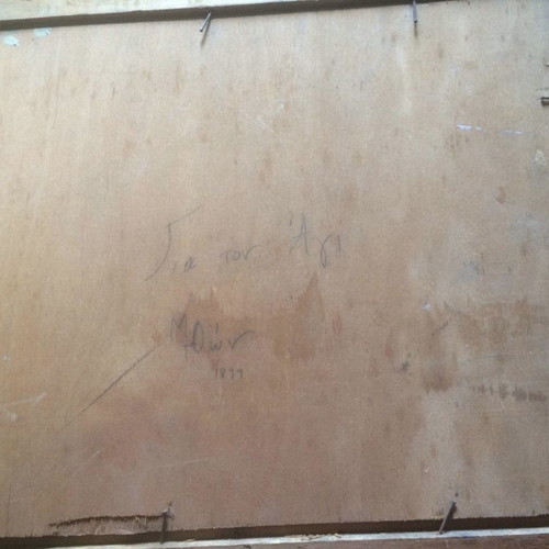 M. Thon painting used, 123-year-old oil on wood