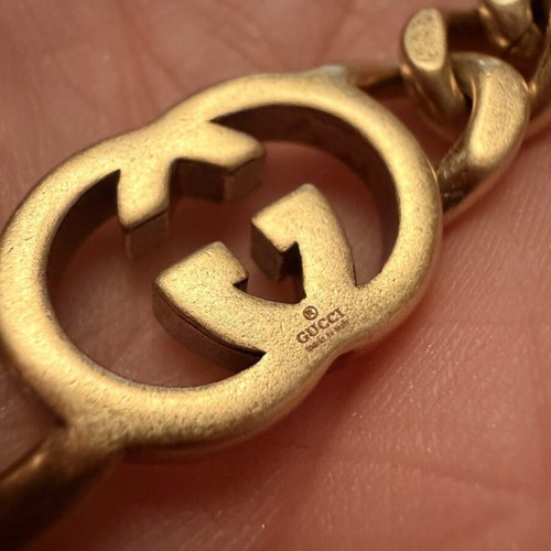 Gucci Vintage Interlocking GG Chain Bracelet Gold Tone Adjustable