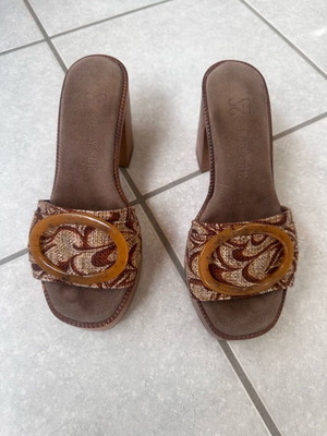 Πέδιλα δερμάτινα mule boho style σαν καινούργια, καφέ