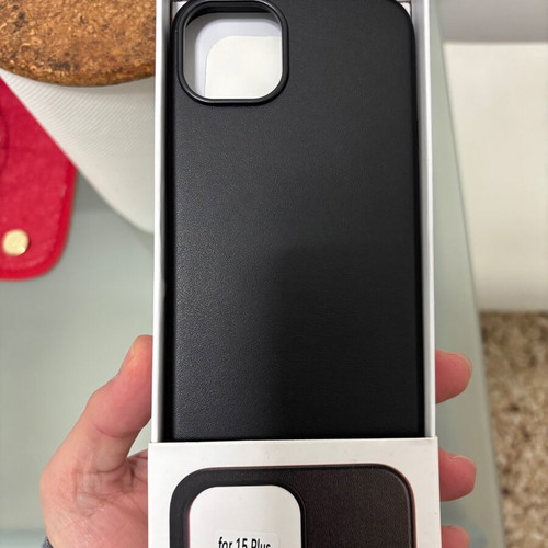 Leather cases for iPhone 15 plus black and blue