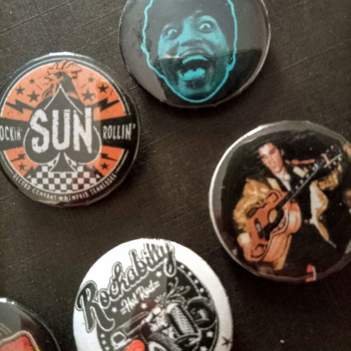 Rockabilly pin badges, old school rock n roll