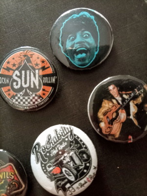 Rockabilly pin badges, old school rock n roll