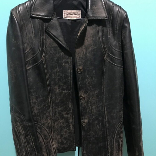 Vintage Washed Biker Jacket women's Malboro like new, brown, size M