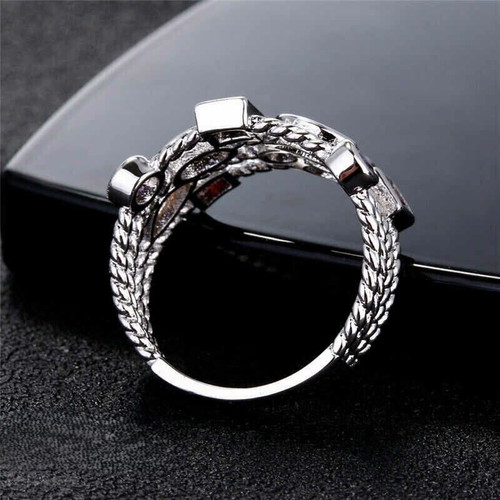 Women's multicolor ring new, silver with moonstone and crystal